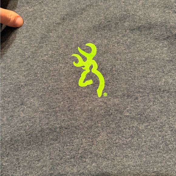 Browning Dark Heather Gray Tee with Bright Green Logo - Picture 2 of 5